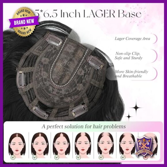 11-Inch Lightweight Hair Topper for Thinning Hair, Clip-On Volume Booster